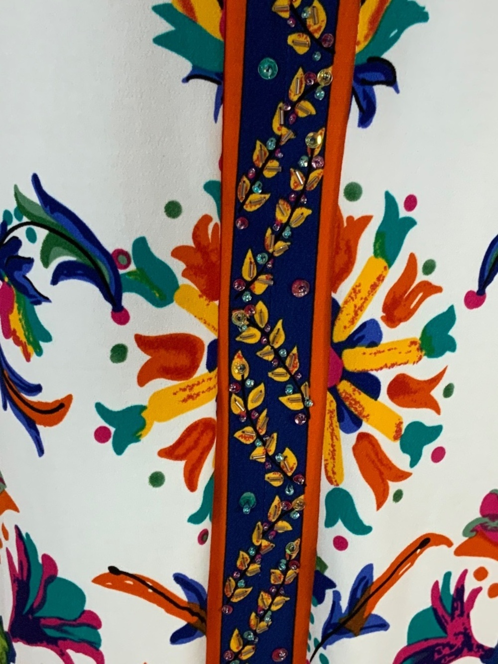Anthropologie Eci Folk Multicolor Beaded Resort Folkloric Boho Midi Dress 10 - Picture 4 of 10